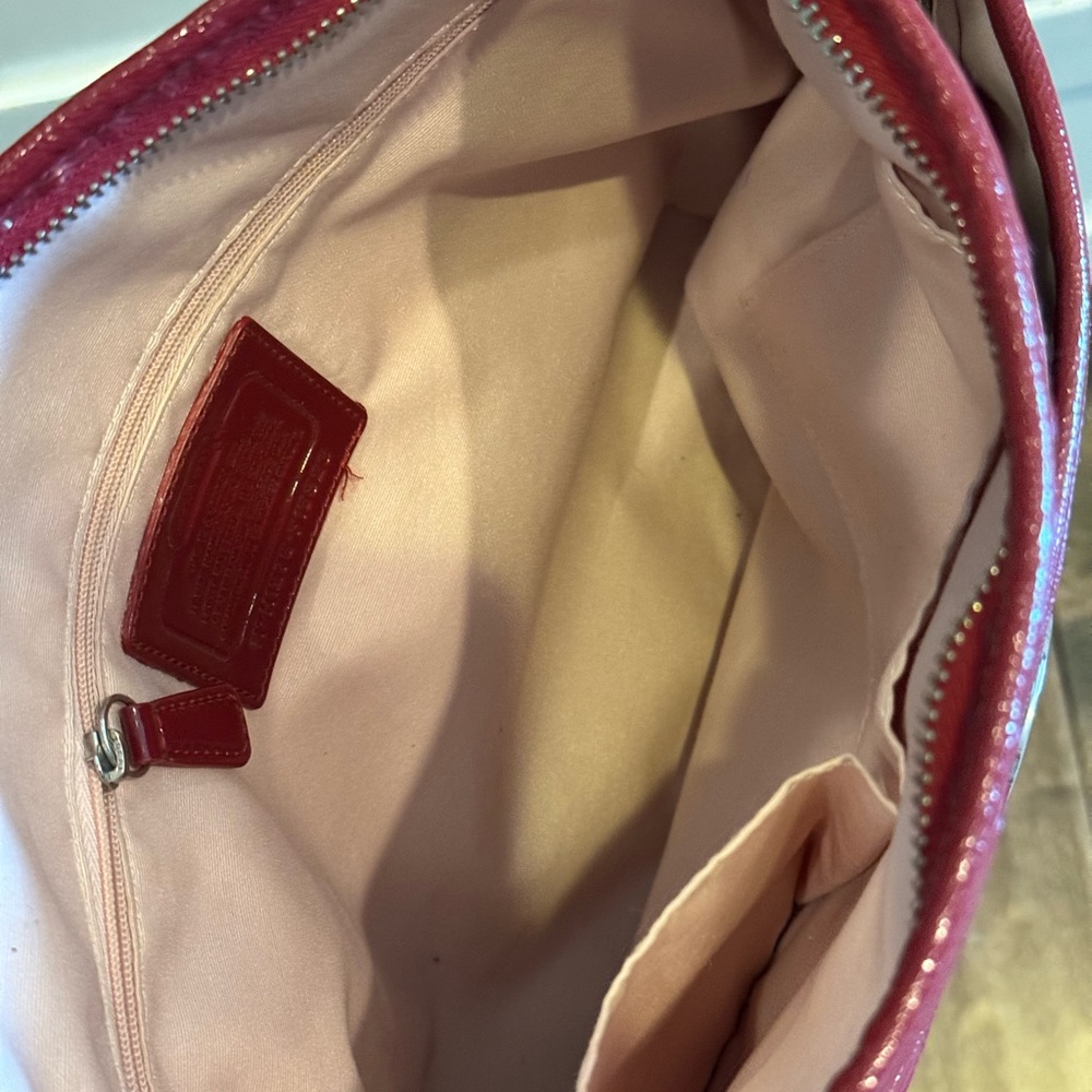Coach Signature Canvas Shoulder Bag - Red and Brown - Picture 5 of 7